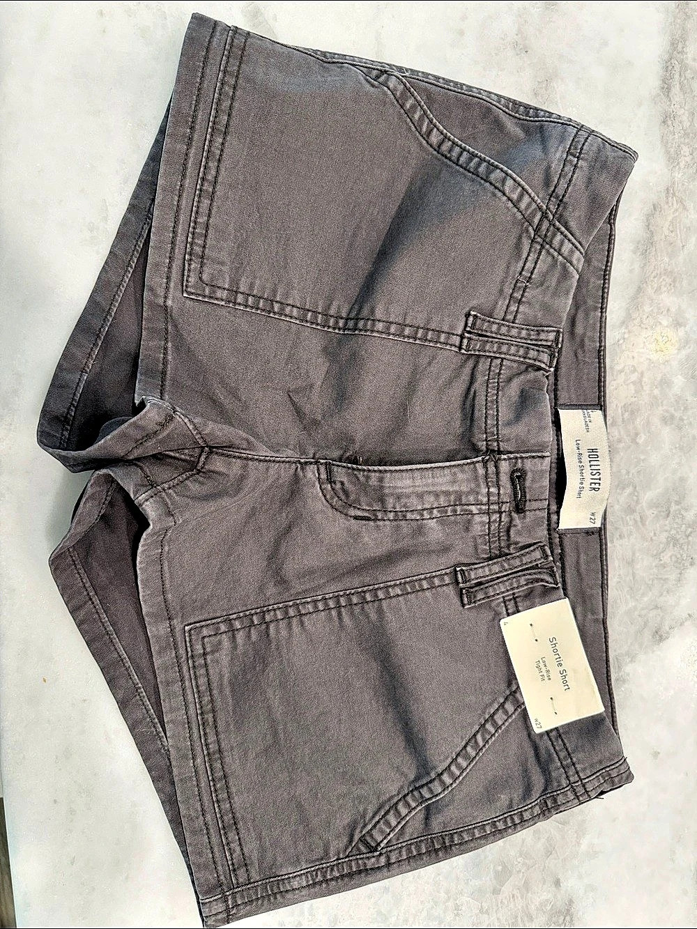Hollister Shortie Short Low-Rise Cargo Shorts Gray Waist 27 NWT